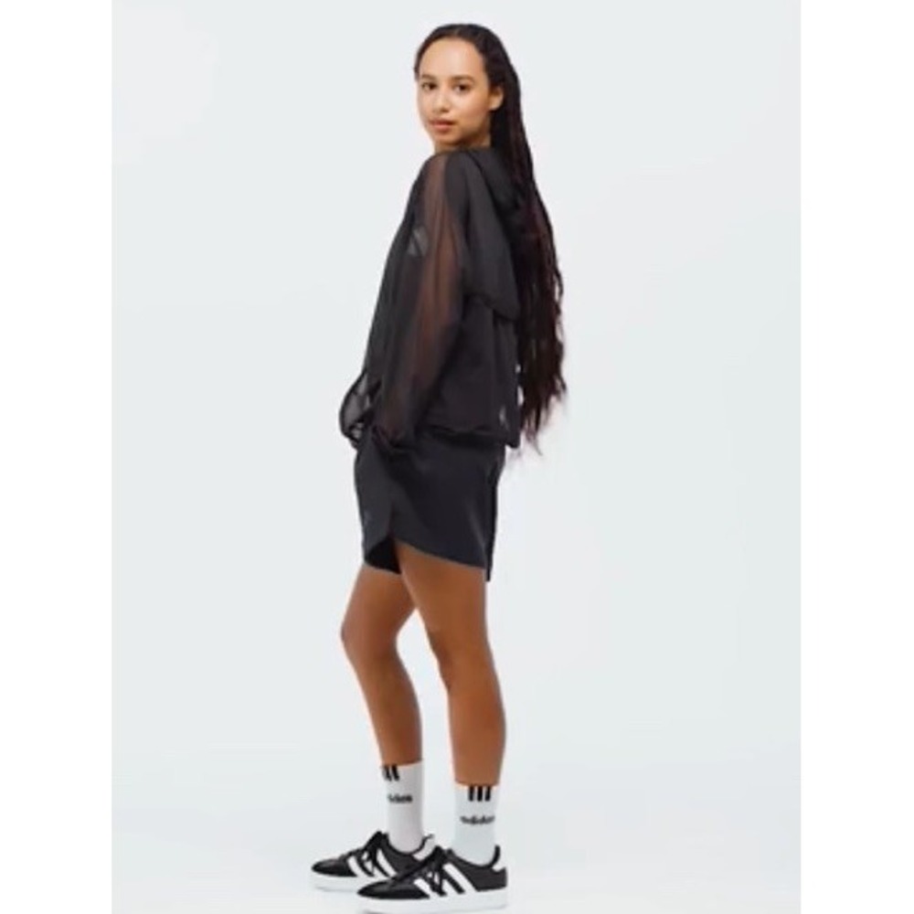 Adidas Women Black Sheer Soft Lux Mesh Full-Zip Hoodie Breathable Sz XL Leisure - Picture 4 of 6